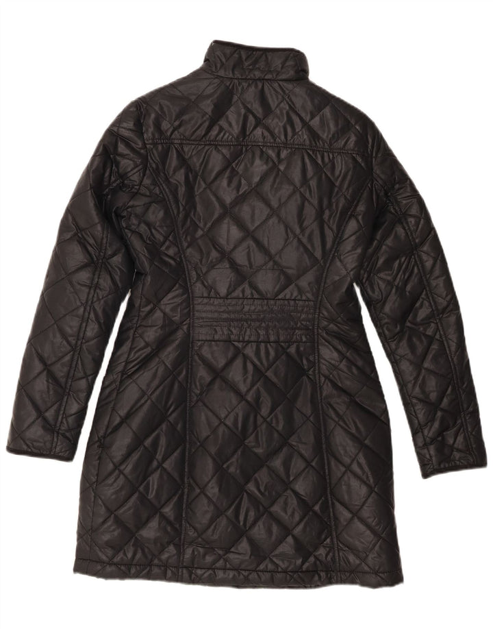 BENETTON Womens Quilted Overcoat UK 8 Small Black Polyester
