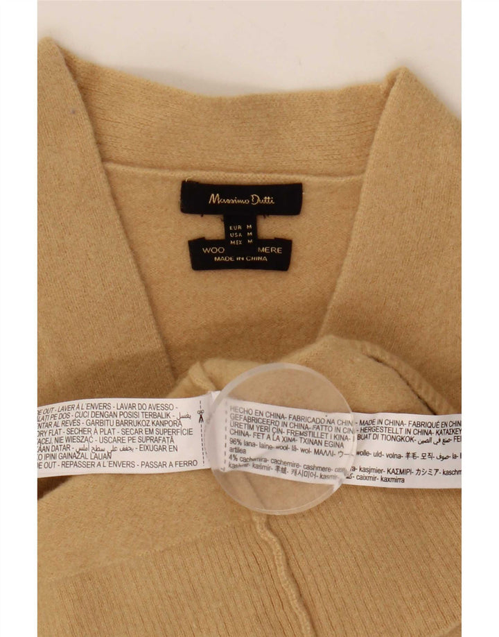 Massimo Dutti Womens Crop Cardigan Sweater UK 12 Medium Beige Wool