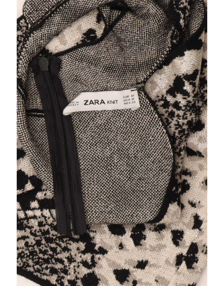 Zara Womens Halter Top UK 12 Medium Black Animal Print