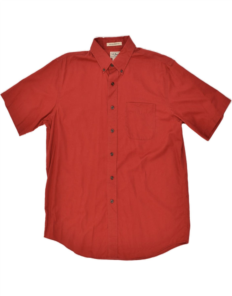 L.L.BEAN Mens Wrinkle Resistant Short Sleeve Shirt Medium Red Cotton | Vintage L.L.Bean | Thrift | Second-Hand L.L.Bean | Used Clothing | Messina Hembry 