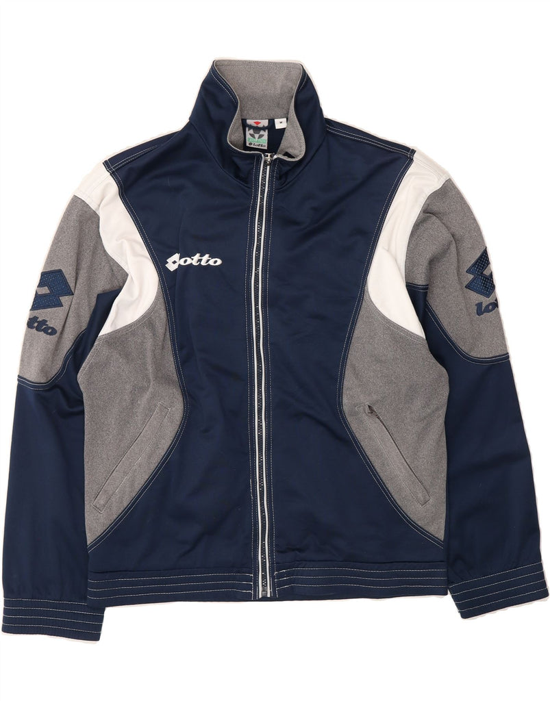 LOTTO Mens Tracksuit Top Jacket Medium Navy Blue Colourblock Polyester Vintage Lotto and Second-Hand Lotto from Messina Hembry 