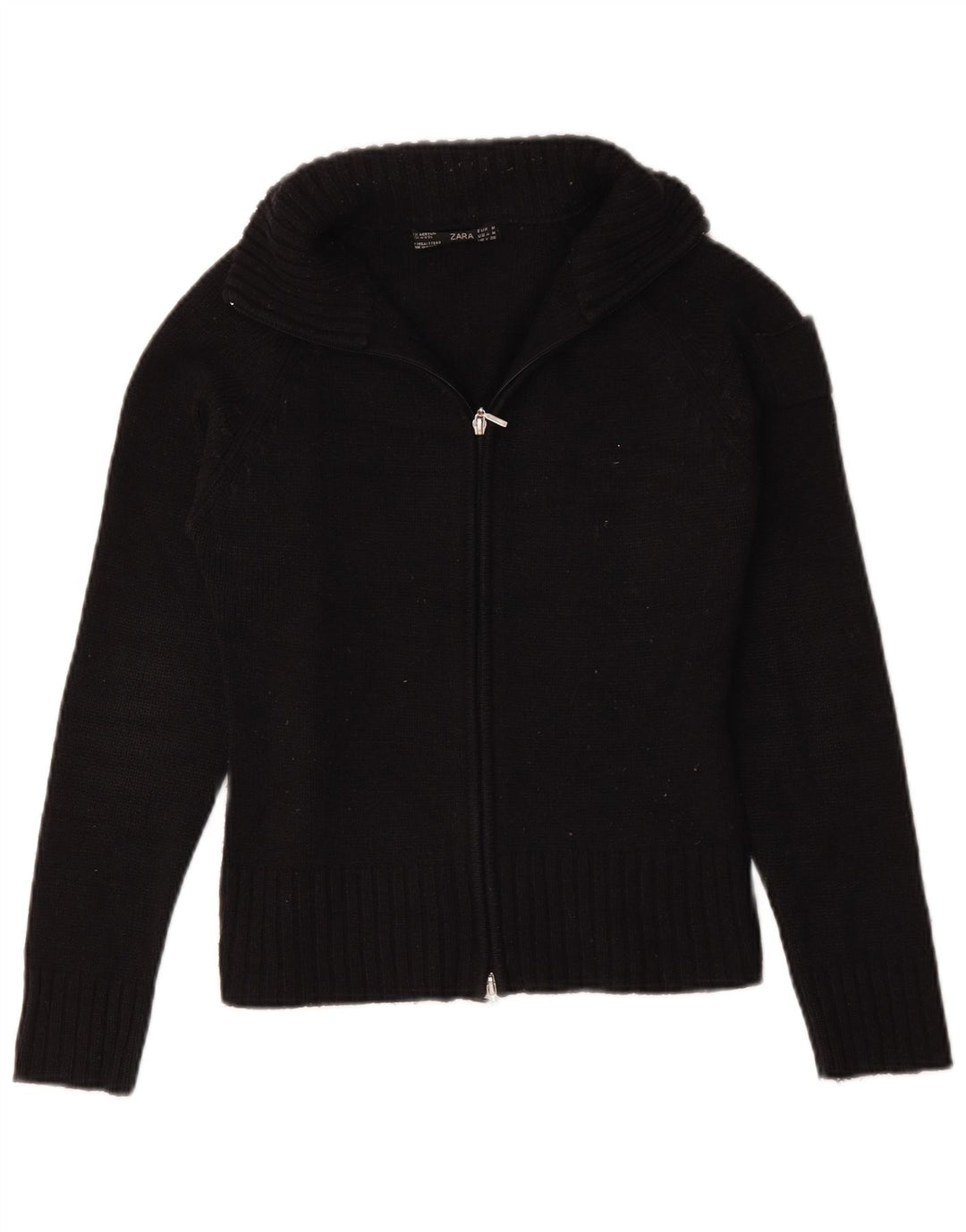 Zara Womens Cardigan Sweater UK 12 Medium Navy Blue Acrylic