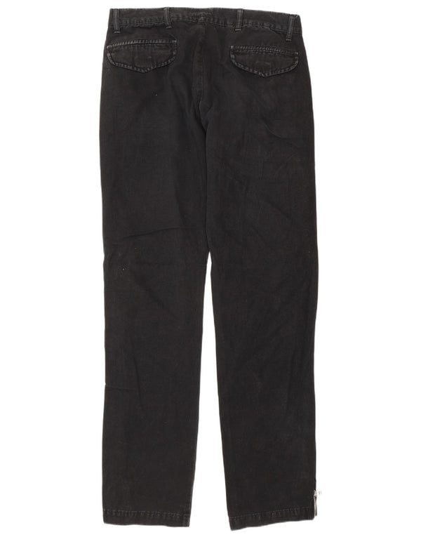 Vintage Mens Straight Casual Trousers IT 48 Medium W34 L35 Black Cotton