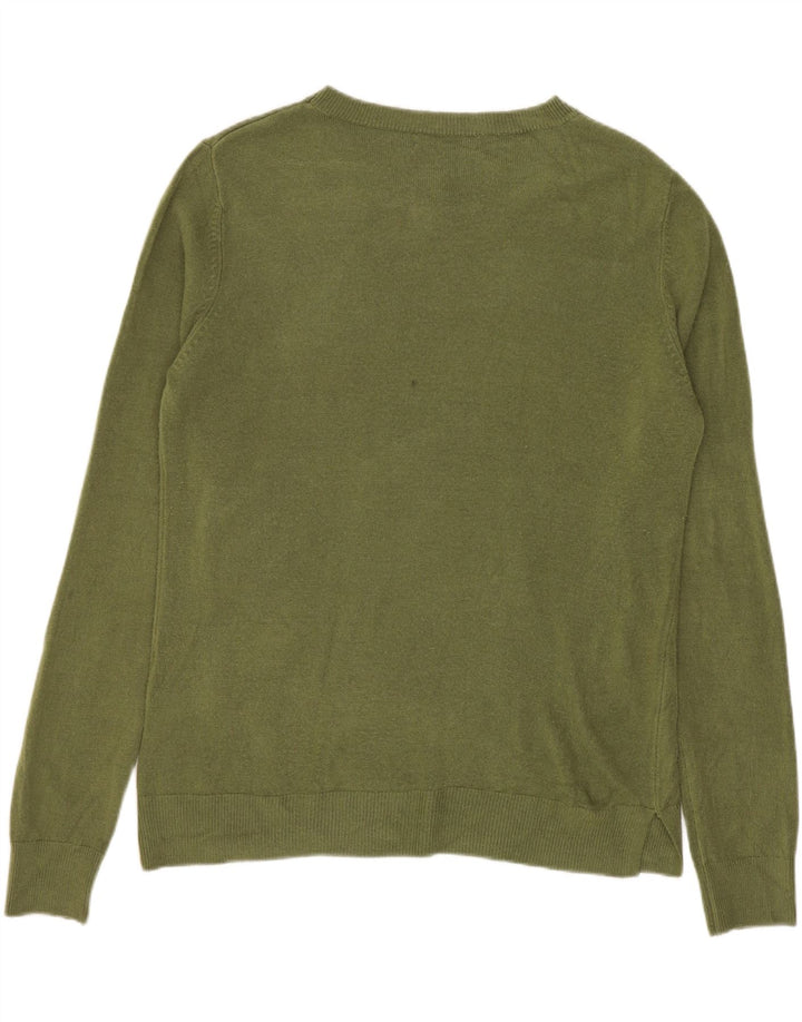 Marks & Spencer Womens Boat Neck Jumper Sweater UK 14 Medium  Green Acrylic