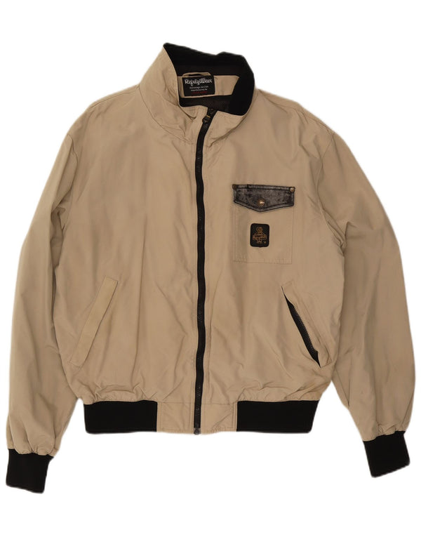 Refrigiwear Mens Bomber Rain Jacket UK 42 2XL Beige Colourblock