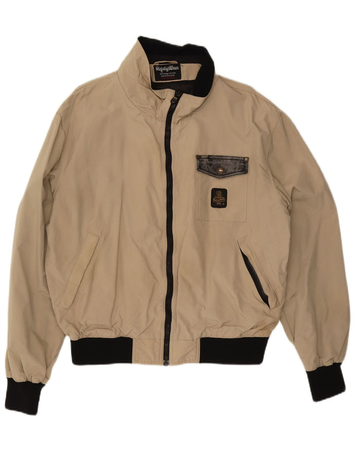 Refrigiwear Mens Bomber Rain Jacket UK 42 2XL Beige Colourblock