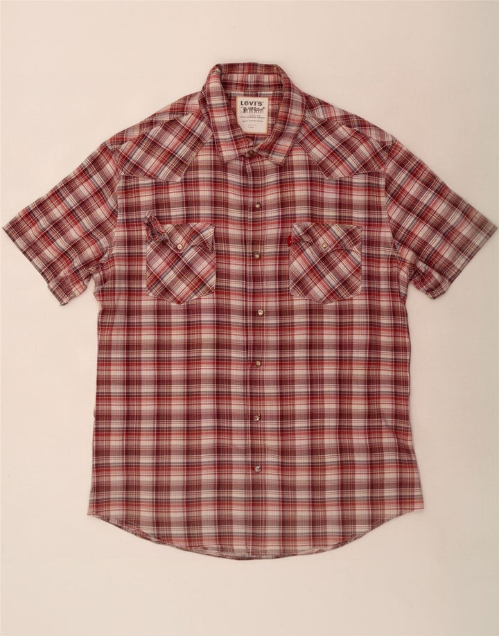 Levi's Mens Short Sleeve Shirt XL Brown Check Cotton