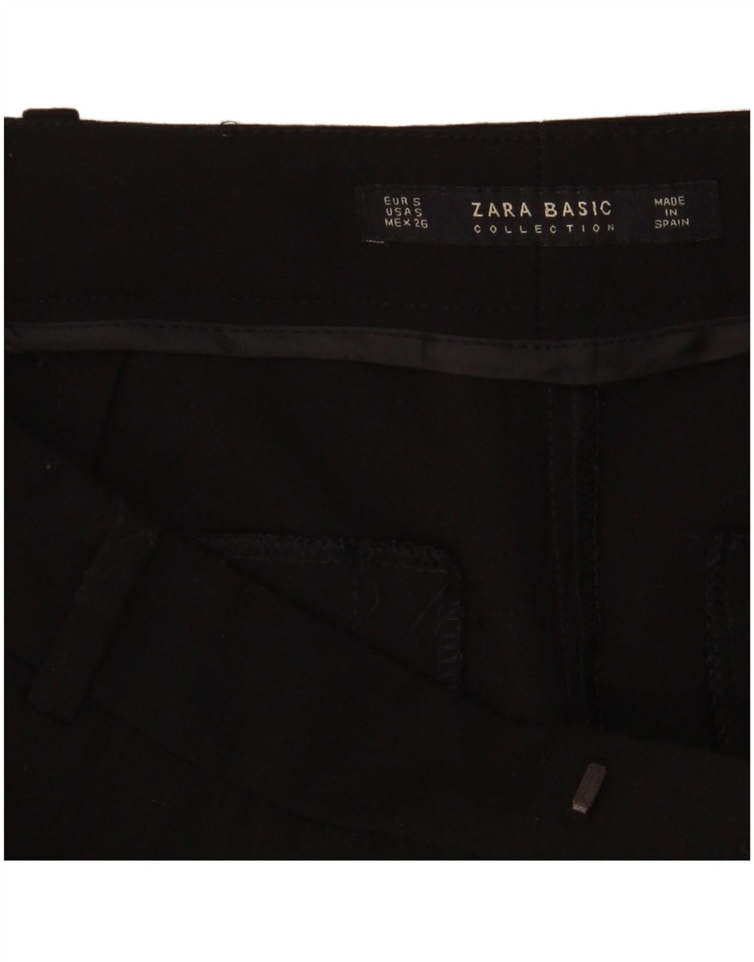 ZARA Womens Slim Chino Trousers Small Black Colourblock