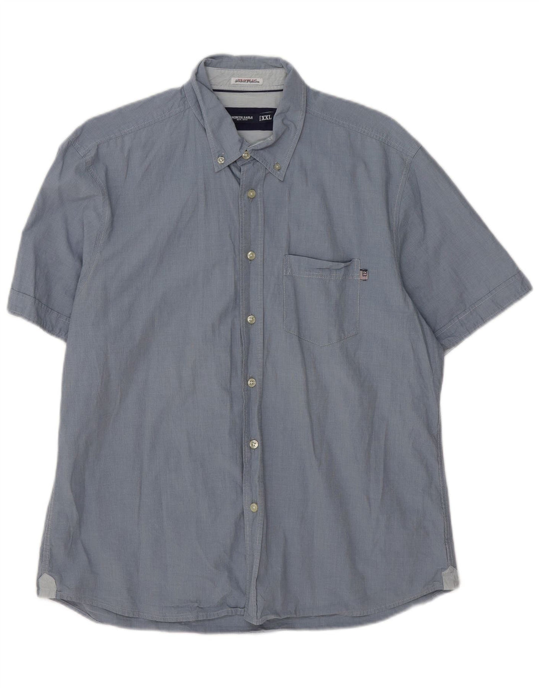 NORTH SAILS Mens Short Sleeve Shirt 2XL Blue Cotton