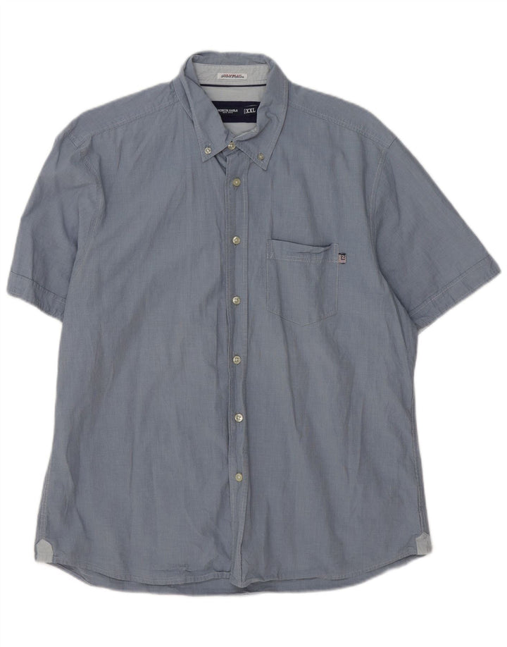 NORTH SAILS Mens Short Sleeve Shirt 2XL Blue Cotton