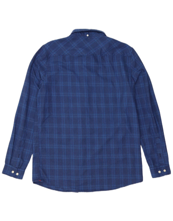 Abercrombie & Fitch Mens Flannel Shirt Large Navy Blue Check Cotton