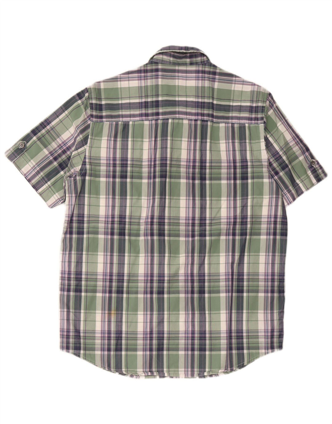 John Lewis Mens Short Sleeve Shirt Medium Green Check Cotton