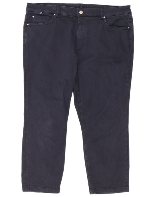 Crew Clothing Womens High Waist Cropped Trousers UK 18 XL W38 L24 Navy Blue