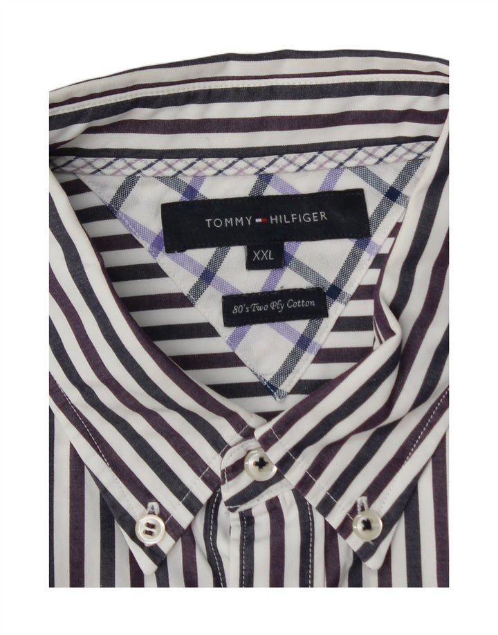 TOMMY HILFIGER Mens Shirt 2XL Blue Pinstripe Cotton