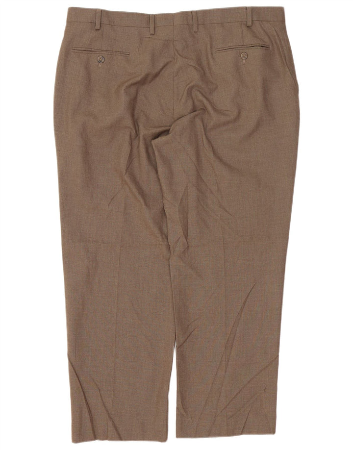 Izod Mens Straight Suit Trousers W40 L29 Brown Polyester