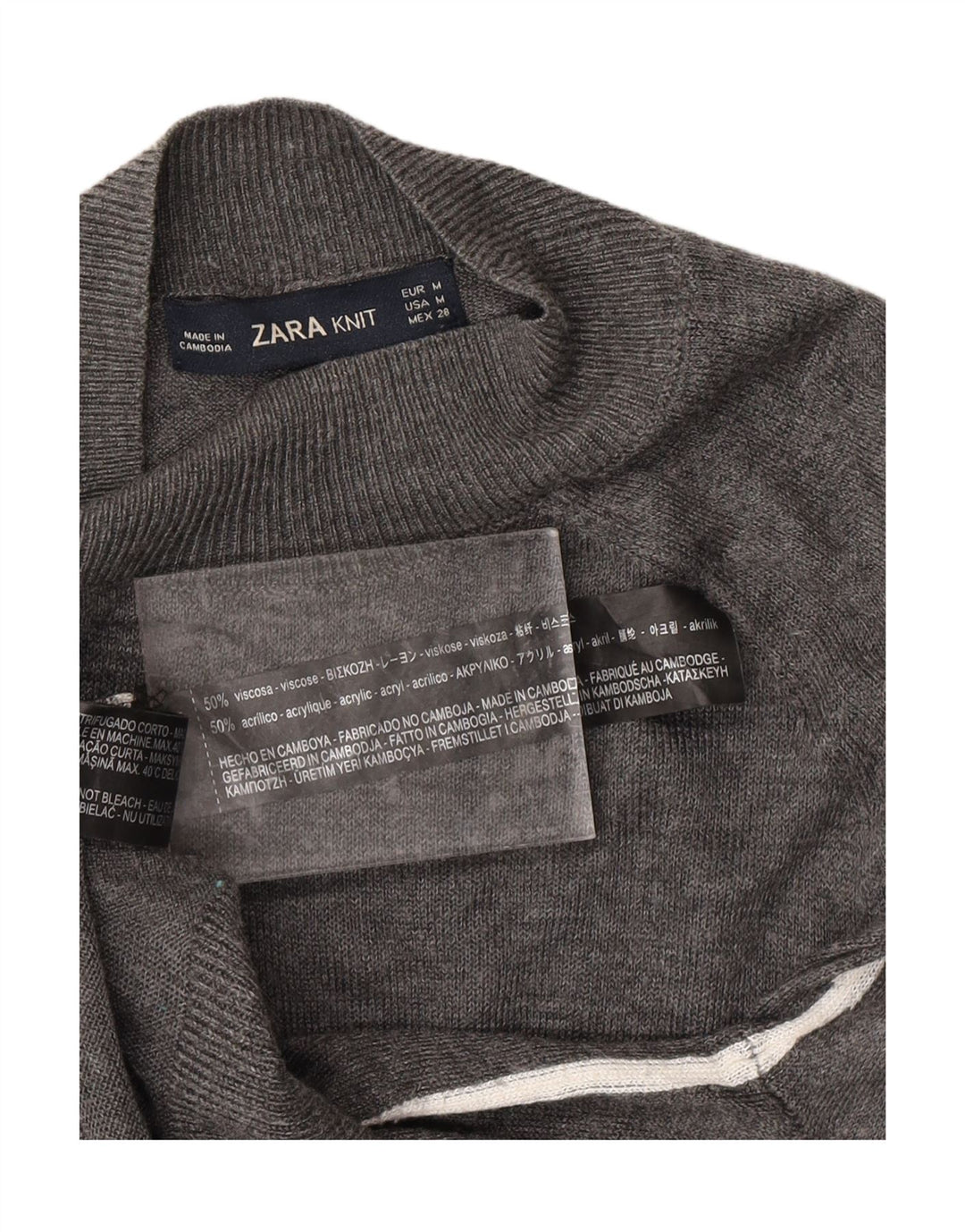 ZARA Womens Turtle Neck Jumper Sweater UK 12 Medium Grey Viscose