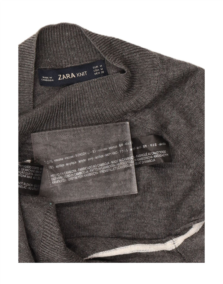 ZARA Womens Turtle Neck Jumper Sweater UK 12 Medium Grey Viscose