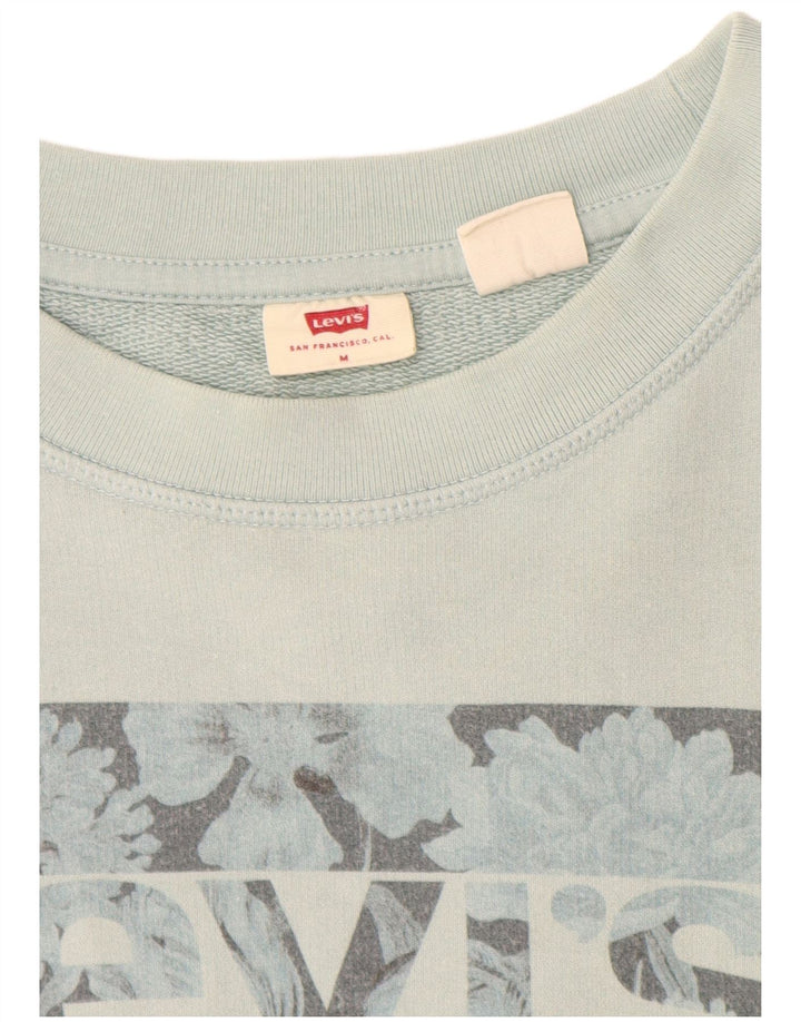 Levi's Womens Graphic Sweatshirt Jumper UK 14 Medium Turquoise Cotton