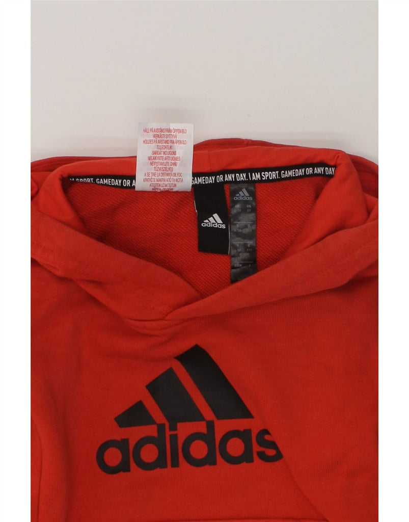 ADIDAS Boys Graphic Hoodie Jumper 4-5 Years Red Cotton | Vintage Adidas | Thrift | Second-Hand Adidas | Used Clothing | Messina Hembry 