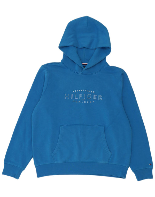 Tommy Hilfiger Mens Graphic Hoodie Jumper Large Blue Cotton