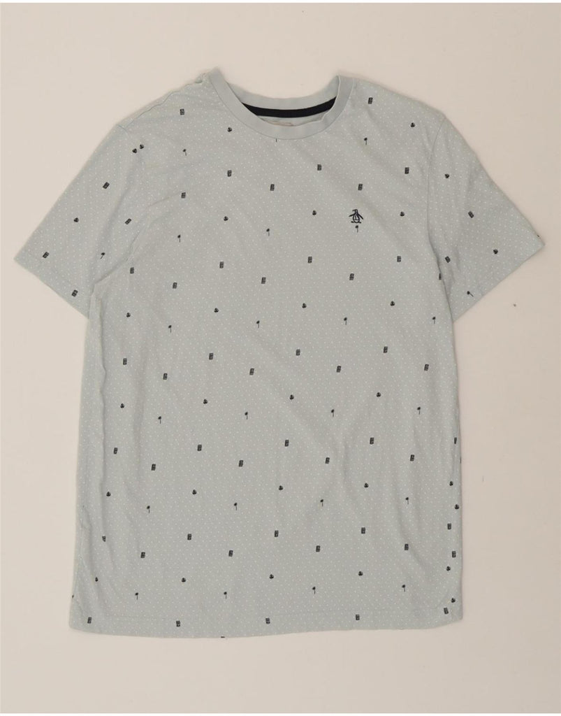 PENGUIN Mens T-Shirt Top Large Blue Spotted Cotton Vintage Penguin and Second-Hand Penguin from Messina Hembry 