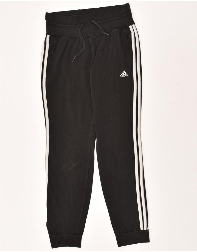 ADIDAS Womens Tracksuit Trousers Joggers UK 14 Medium Black Cotton | Vintage Adidas | Thrift | Second-Hand Adidas | Used Clothing | Messina Hembry 