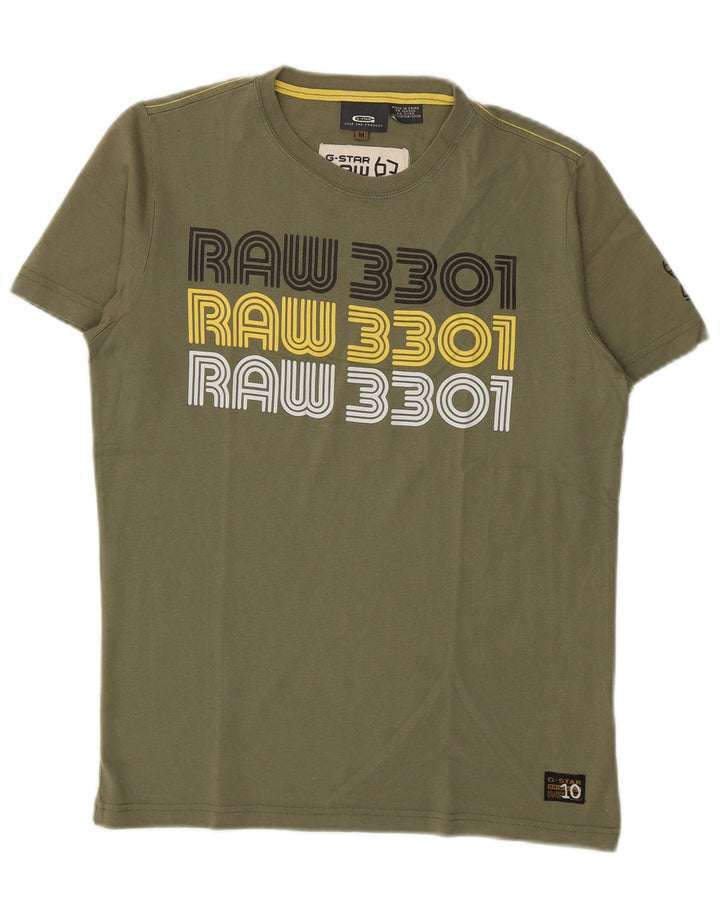 G-Star Mens Graphic T-Shirt Top Medium Khaki Cotton