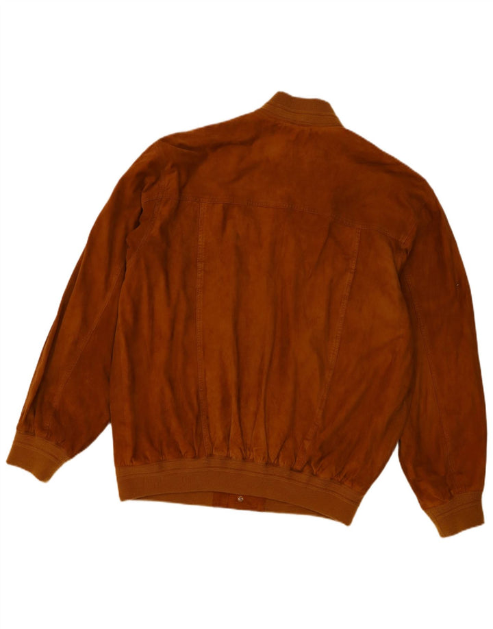 Vintage Mens Suede Bomber Jacket UK 40 Large Brown Leather