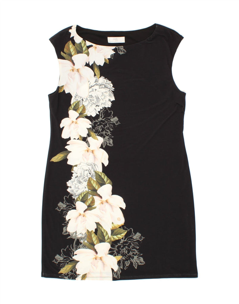 WALLIS Womens Sleeveless Sheath Dress UK 14 Large Black Floral Vintage Wallis and Second-Hand Wallis from Messina Hembry 