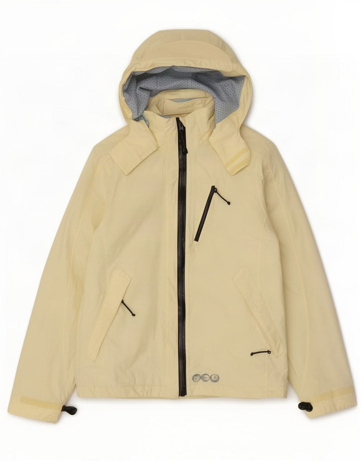 Fat Face Womens Hooded Windbreaker Jacket UK 12 Medium Yellow Nylon