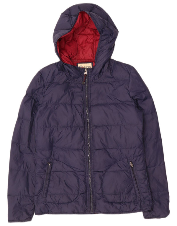 FAT FACE Womens Hooded Padded Jacket UK 10 Small Navy Blue Nylon