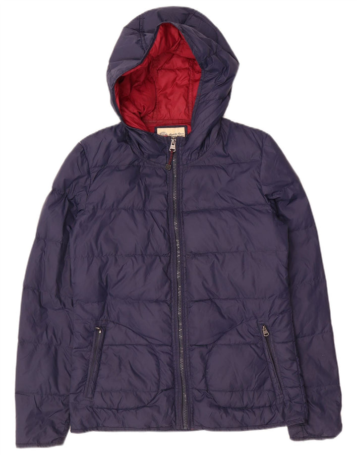 FAT FACE Womens Hooded Padded Jacket UK 10 Small Navy Blue Nylon