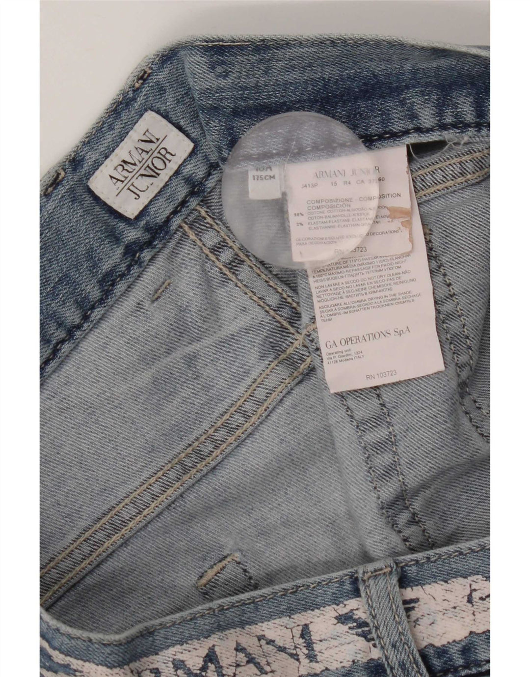 Armani Boys Denim Shorts 15-16 Years W34 Blue Cotton