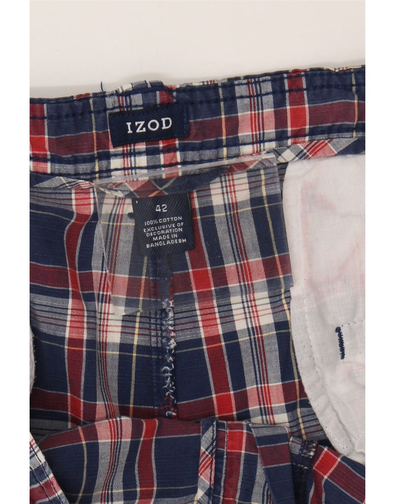 IZOD Mens Cargo Shorts W42 2XL Navy Blue Check Cotton Vintage Izod and Second-Hand Izod from Messina Hembry 
