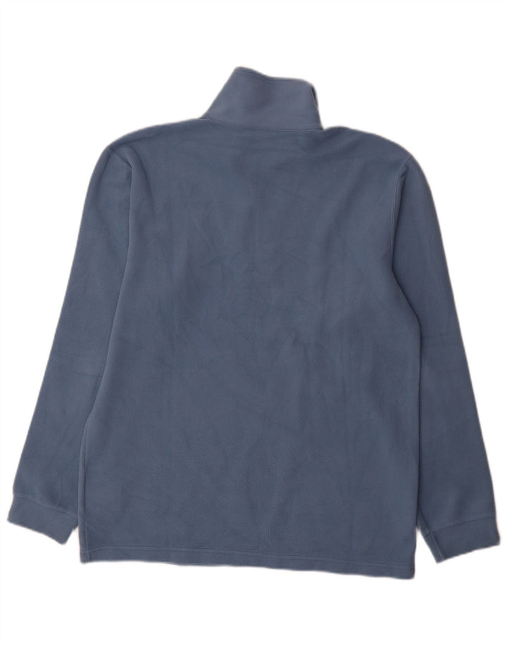 Champion Mens Zip Neck Fleece Jumper Large Blue Cotton
