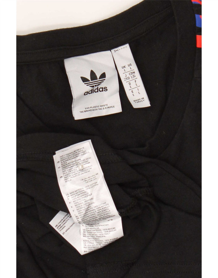 Adidas Mens T-Shirt Top Large Black Cotton