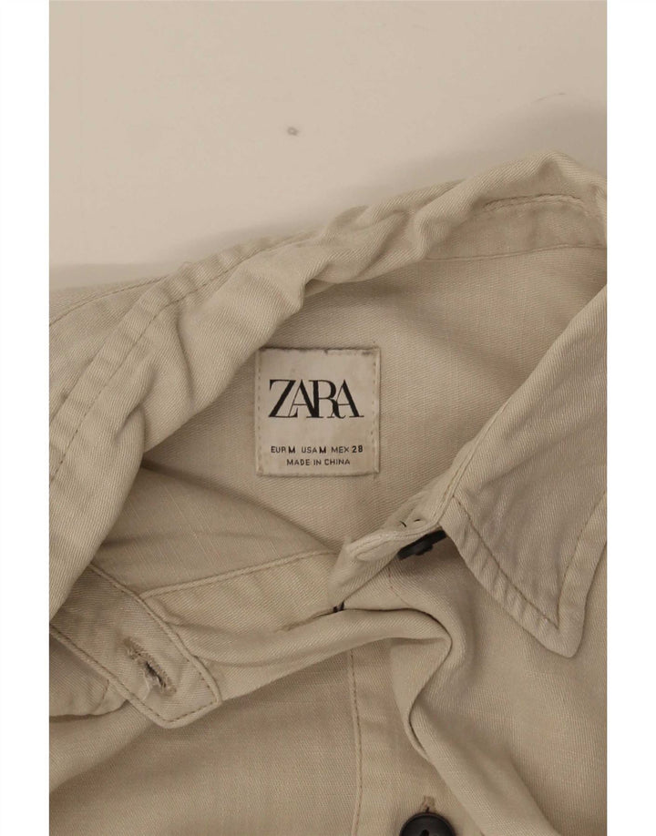 Zara Womens Oversized Shirt Dress UK 14 Medium Beige