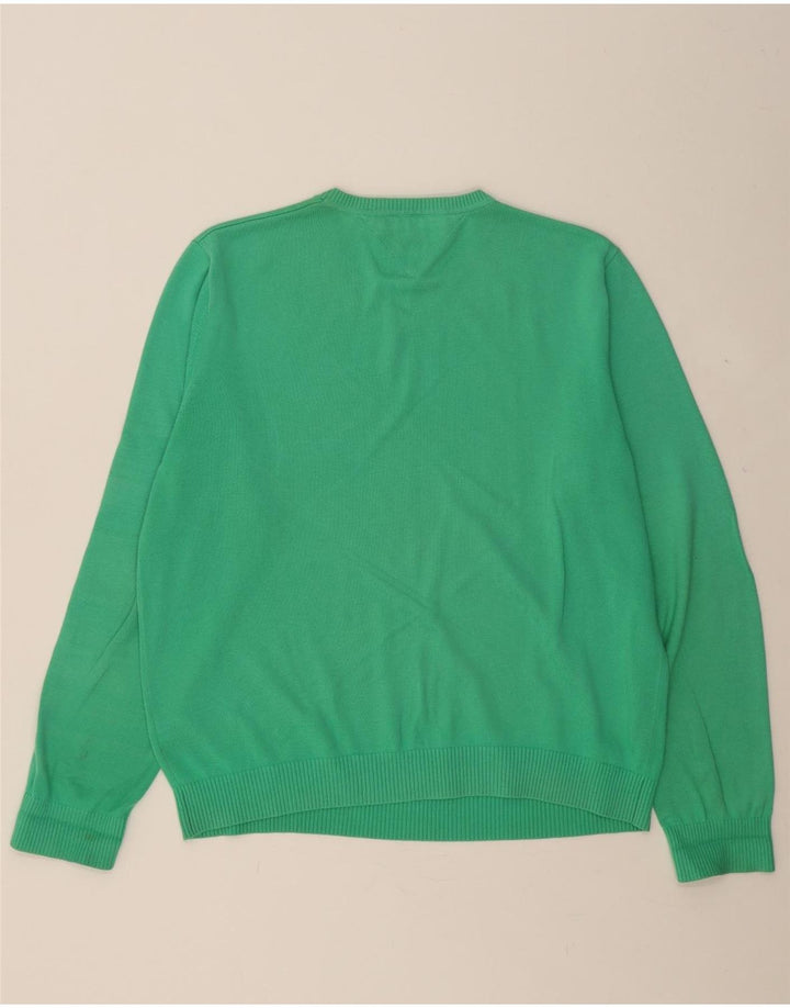TOMMY HILFIGER Mens V-Neck Jumper Sweater Large Green Cotton Vintage Tommy Hilfiger and Second-Hand Tommy Hilfiger from Messina Hembry 
