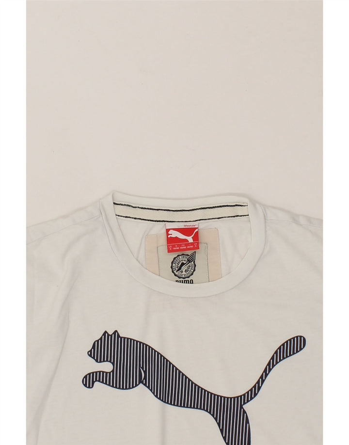 PUMA Mens Graphic T-Shirt Top Small White Cotton Vintage Puma and Second-Hand Puma from Messina Hembry 
