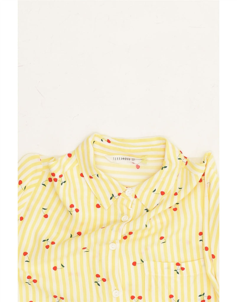 TERRANOVA Womens Loose Fit Shirt UK 6 XS Yellow Striped Viscose | Vintage Terranova | Thrift | Second-Hand Terranova | Used Clothing | Messina Hembry 