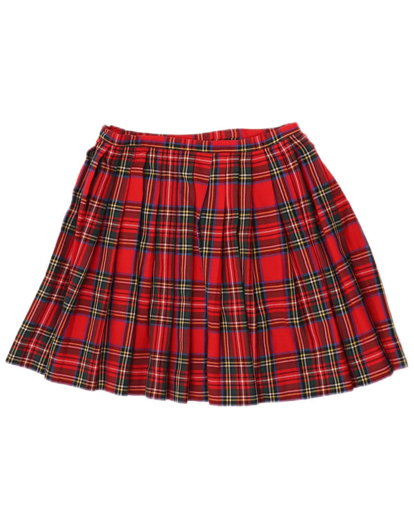 Vintage Womens Mini Pleated Skirt IT 44 Medium W26 Red Check New Wool