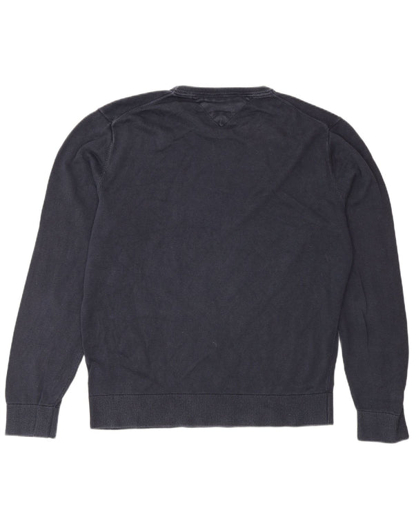 Tommy Hilfiger Mens Crew Neck Jumper Sweater Large Navy Blue Cotton