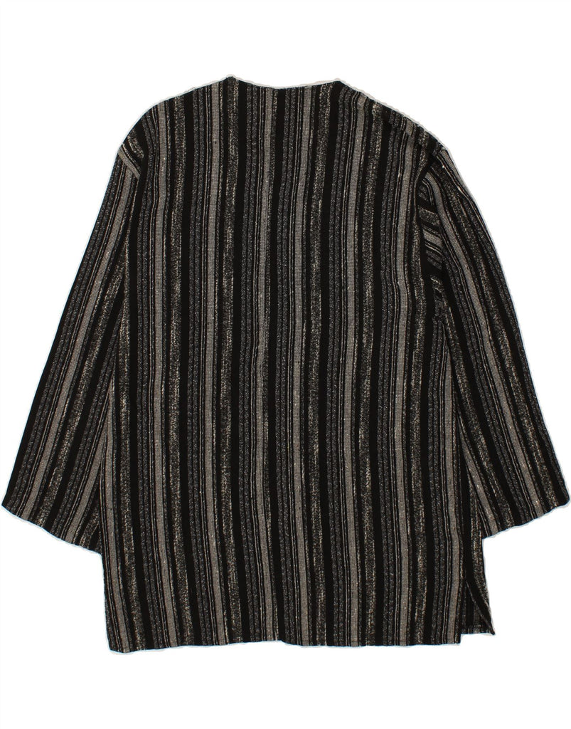 VINTAGE Womens Shirt UK 14 Medium Black Striped Viscose Vintage Vintage and Second-Hand Vintage from Messina Hembry 
