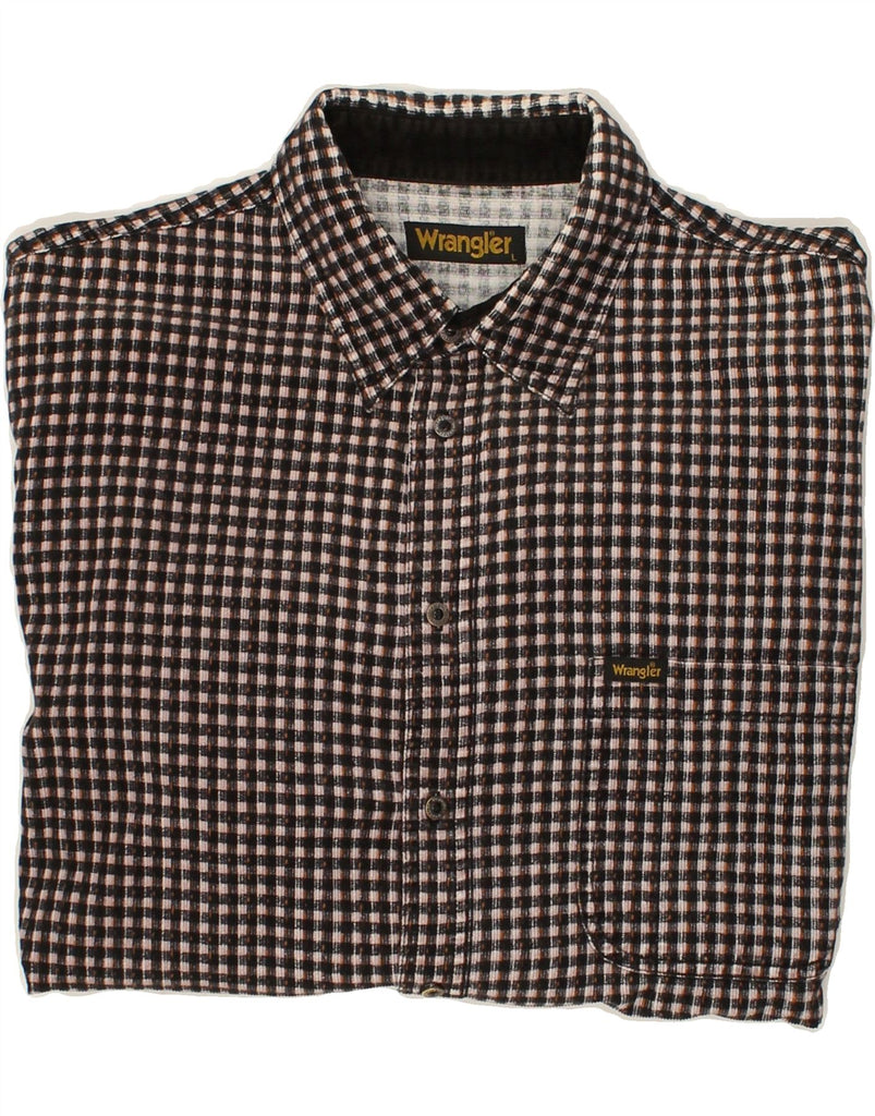 WRANGLER Mens Shirt Large Black Check Cotton | Vintage Wrangler | Thrift | Second-Hand Wrangler | Used Clothing | Messina Hembry 