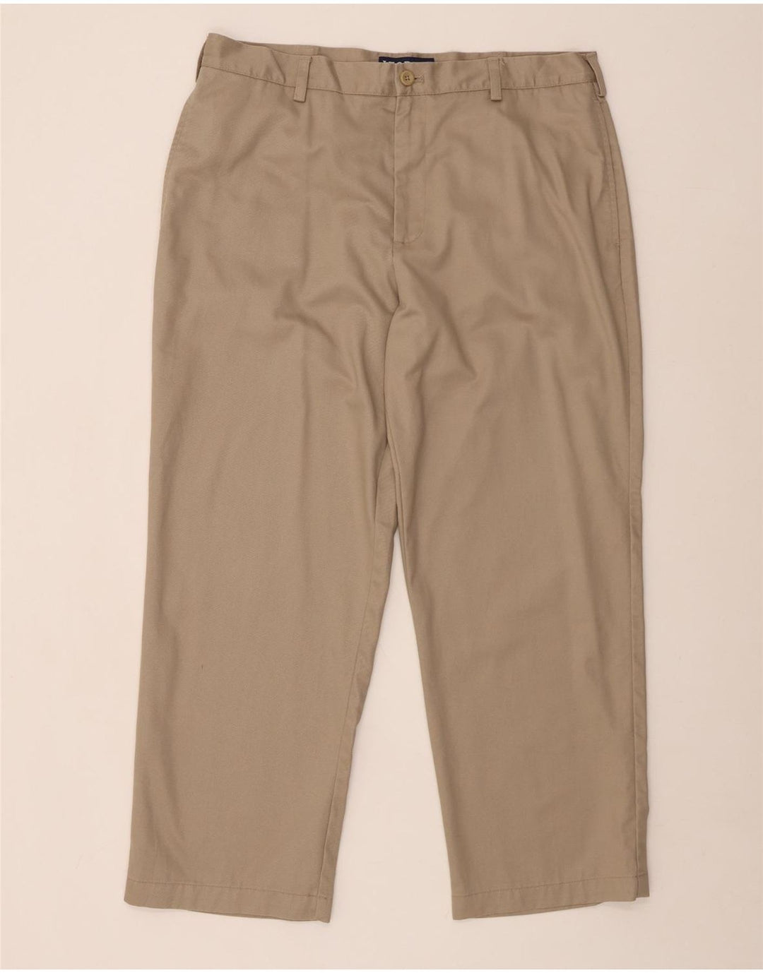 IZOD Mens Classic Fit Straight Chino Trousers W36 L29 Beige Cotton