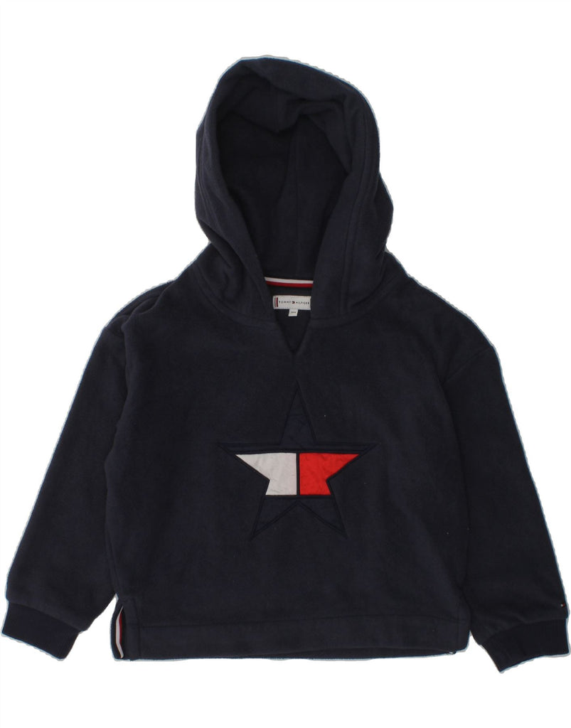 TOMMY HILFIGER Boys Graphic Hooded Fleece Jumper 3-4 Years Navy Blue | Vintage Tommy Hilfiger | Thrift | Second-Hand Tommy Hilfiger | Used Clothing | Messina Hembry 