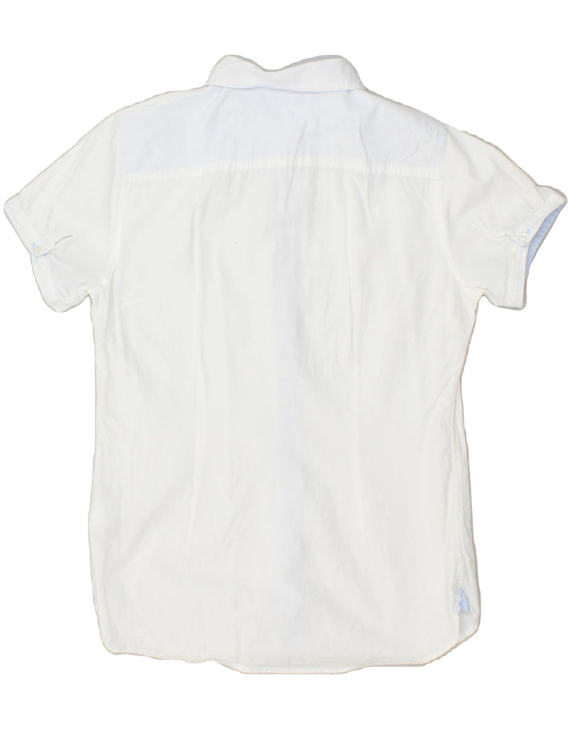 TOMMY HILFIGER Womens Fitted Short Sleeve Shirt US 6 Medium White Cotton Vintage Tommy Hilfiger and Second-Hand Tommy Hilfiger from Messina Hembry 