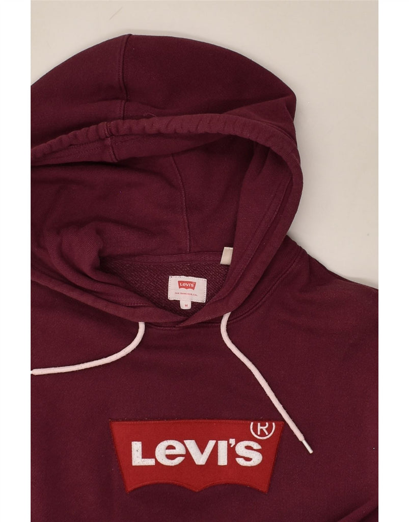 LEVI'S Mens Graphic Hoodie Jumper Medium Burgundy Cotton | Vintage Levi's | Thrift | Second-Hand Levi's | Used Clothing | Messina Hembry 