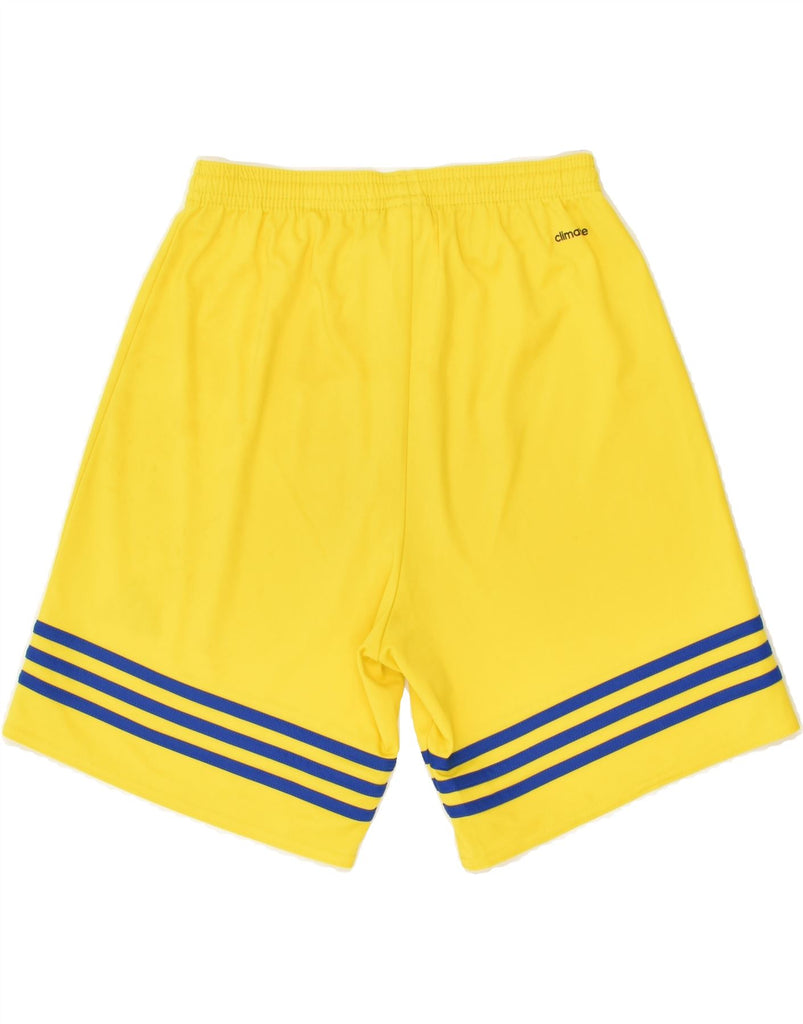 ADIDAS Mens Climalite Graphic Sport Shorts Small Yellow Polyester | Vintage Adidas | Thrift | Second-Hand Adidas | Used Clothing | Messina Hembry 