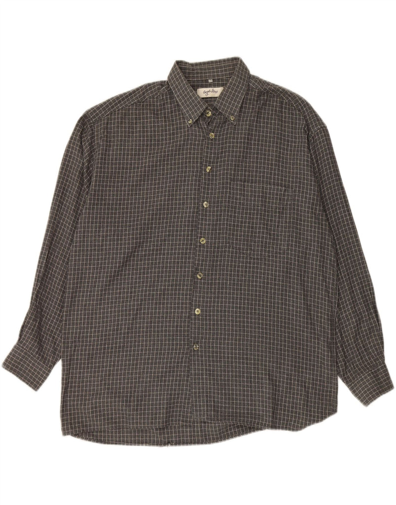 ANGELO LITRICO Mens Flannel Shirt Size 43/44 XL Grey Check Cotton Vintage Angelo Litrico and Second-Hand Angelo Litrico from Messina Hembry 